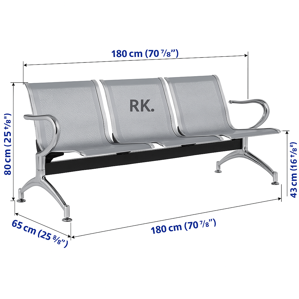 RK-WB32 – 3-Seater Steel Waiting Bench thumbnail 2