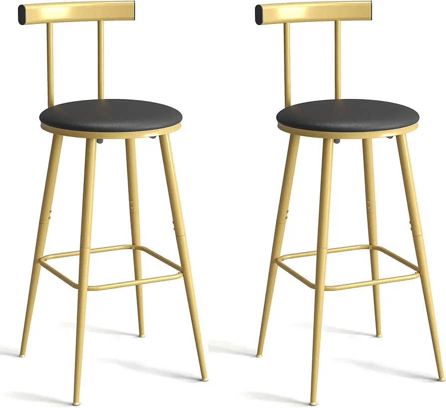 RK-BST41 – Minimalist Metal Bar Stool (Black Seat & Gold Frame)