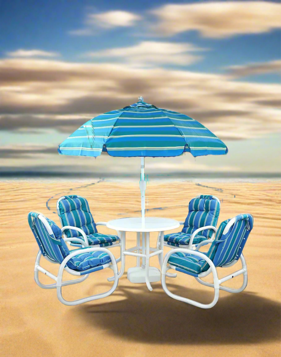 RK-OD99 – Outdoor Cushion Set with Table & Umbrella (5-Piece Set)