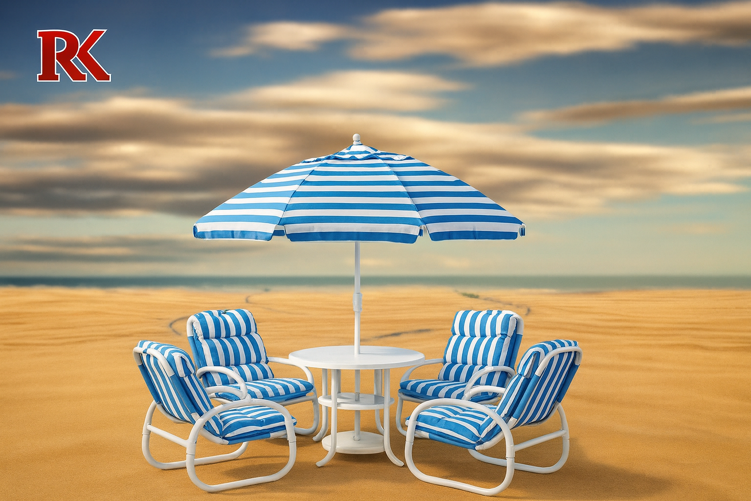 RK-OD99 – Outdoor Cushion Set with Table & Umbrella (5-Piece Set) thumbnail 4