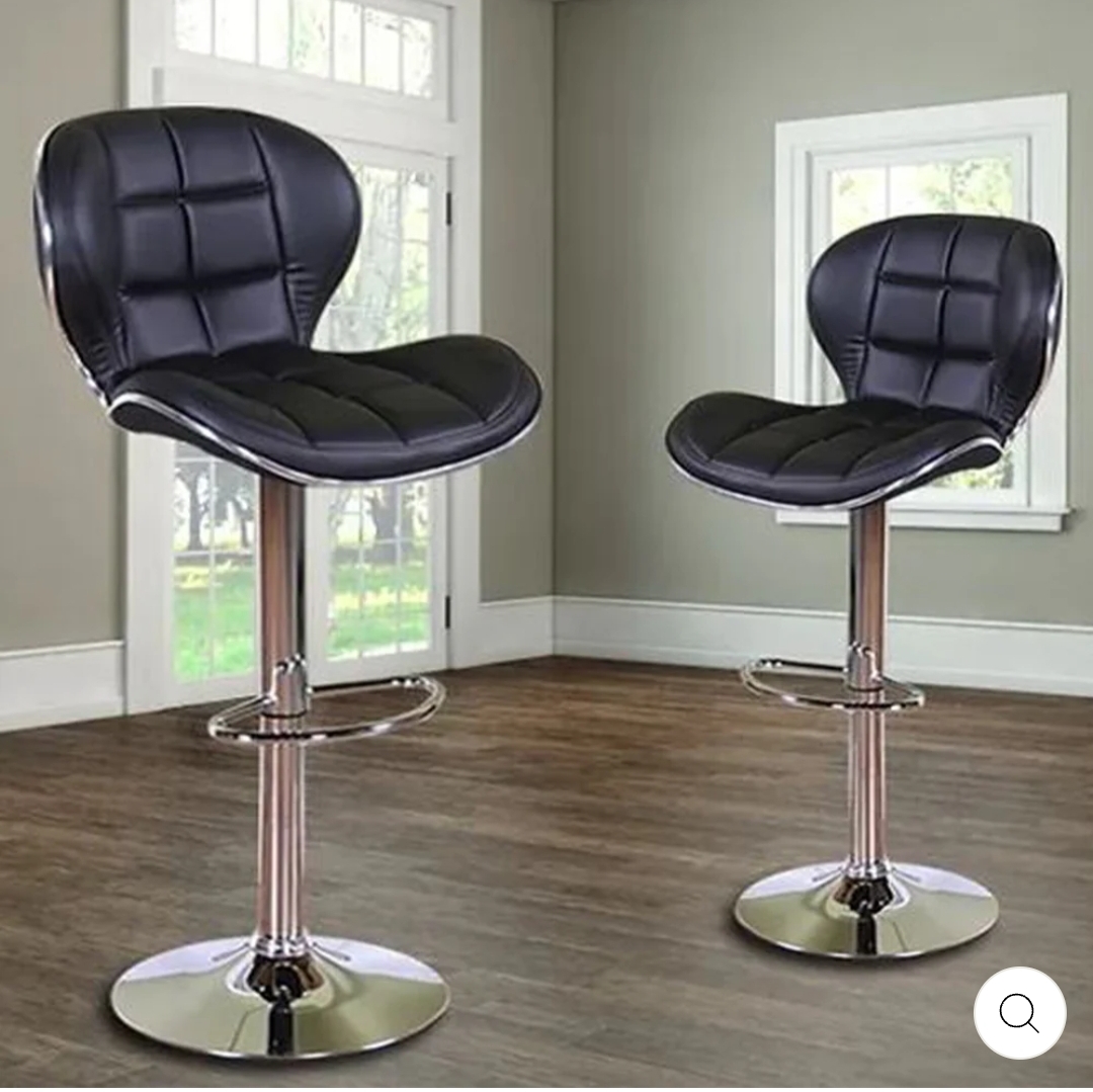 RK-BS-518 Premium Adjustable Bar Stool – Black Leather Seat
