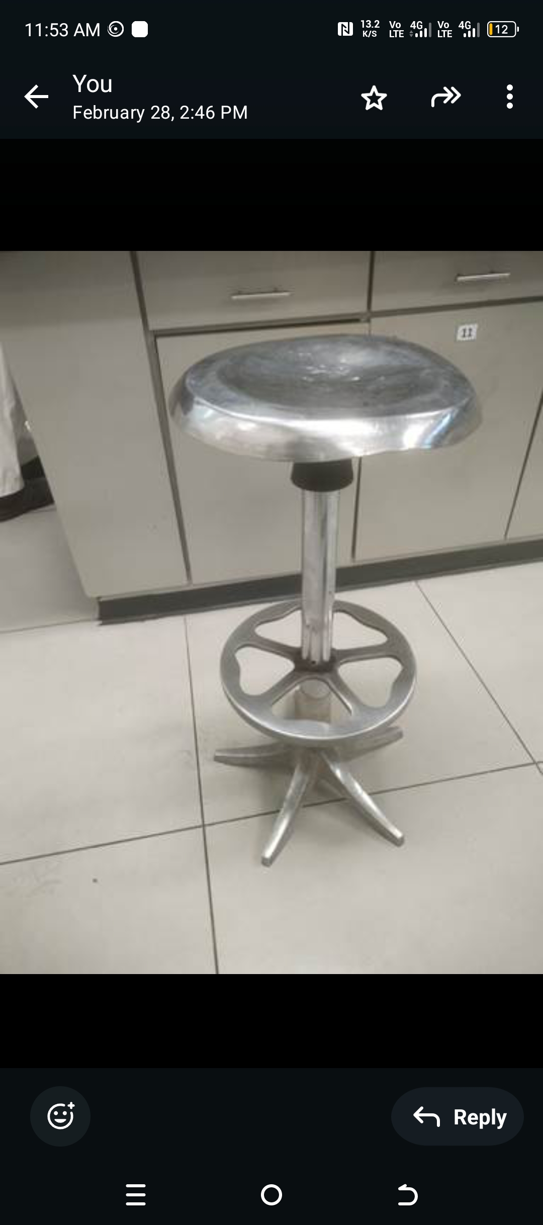 RK-LAB-519 Aluminum Lab Counter Stool 2 Feet