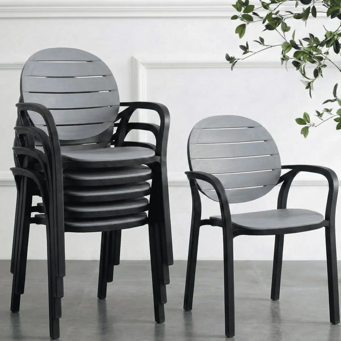 🪑 RK-675 Round Back Plastic Arm Chair – Stylish & Stackable thumbnail 2