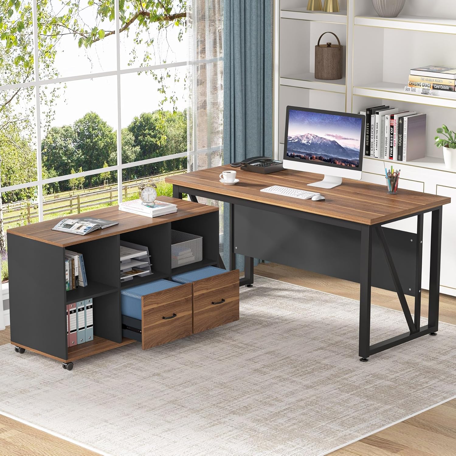 Model: RK-OT-108 Executive Office Table with Side Storage