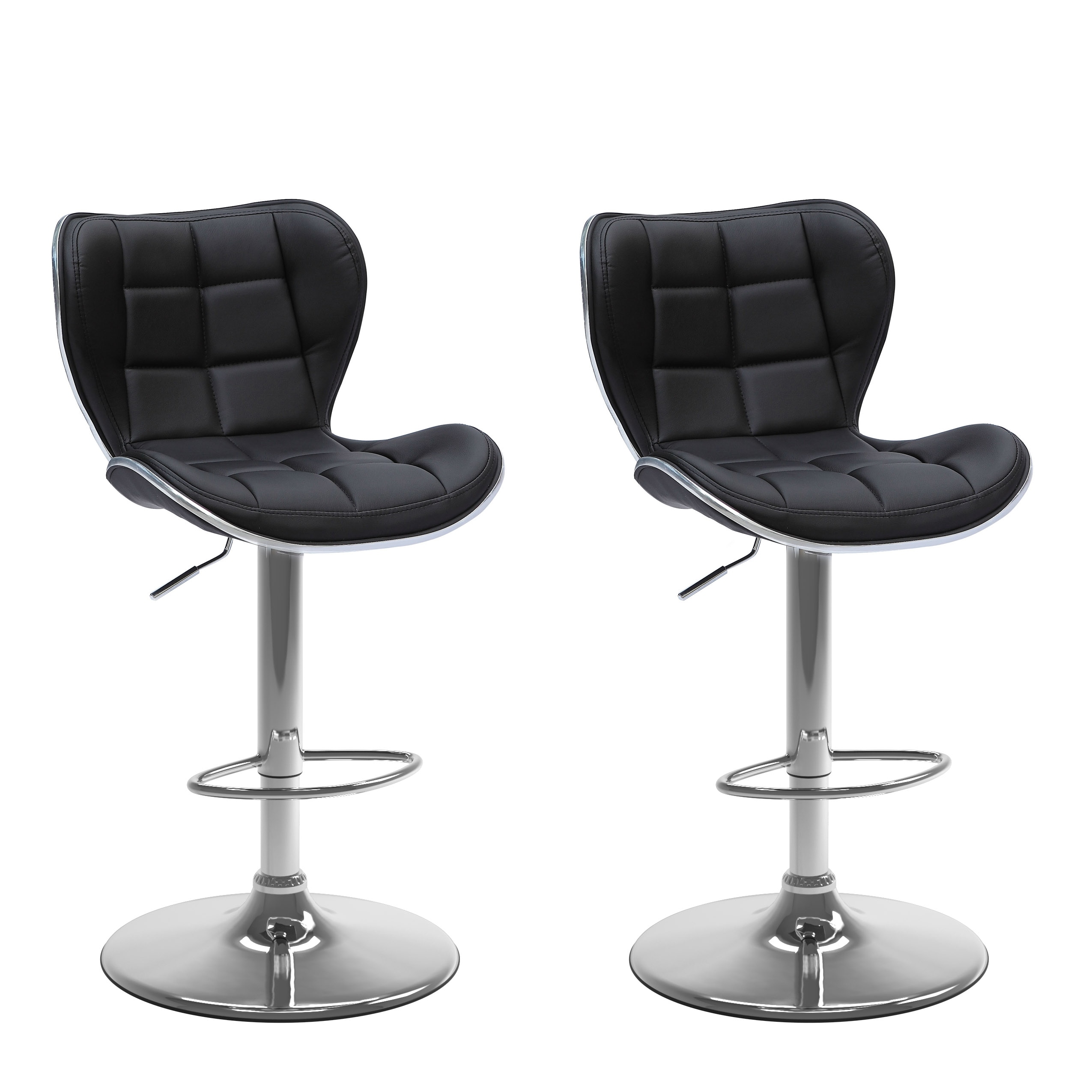 RK-BS-518 Premium Adjustable Bar Stool – Black Leather Seat
