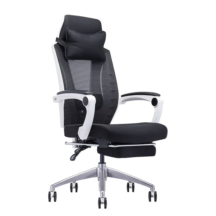 RK-E918 – High Back Mesh Ergonomic Executive Recliner Chair with Footrest & Headrest Pillow  