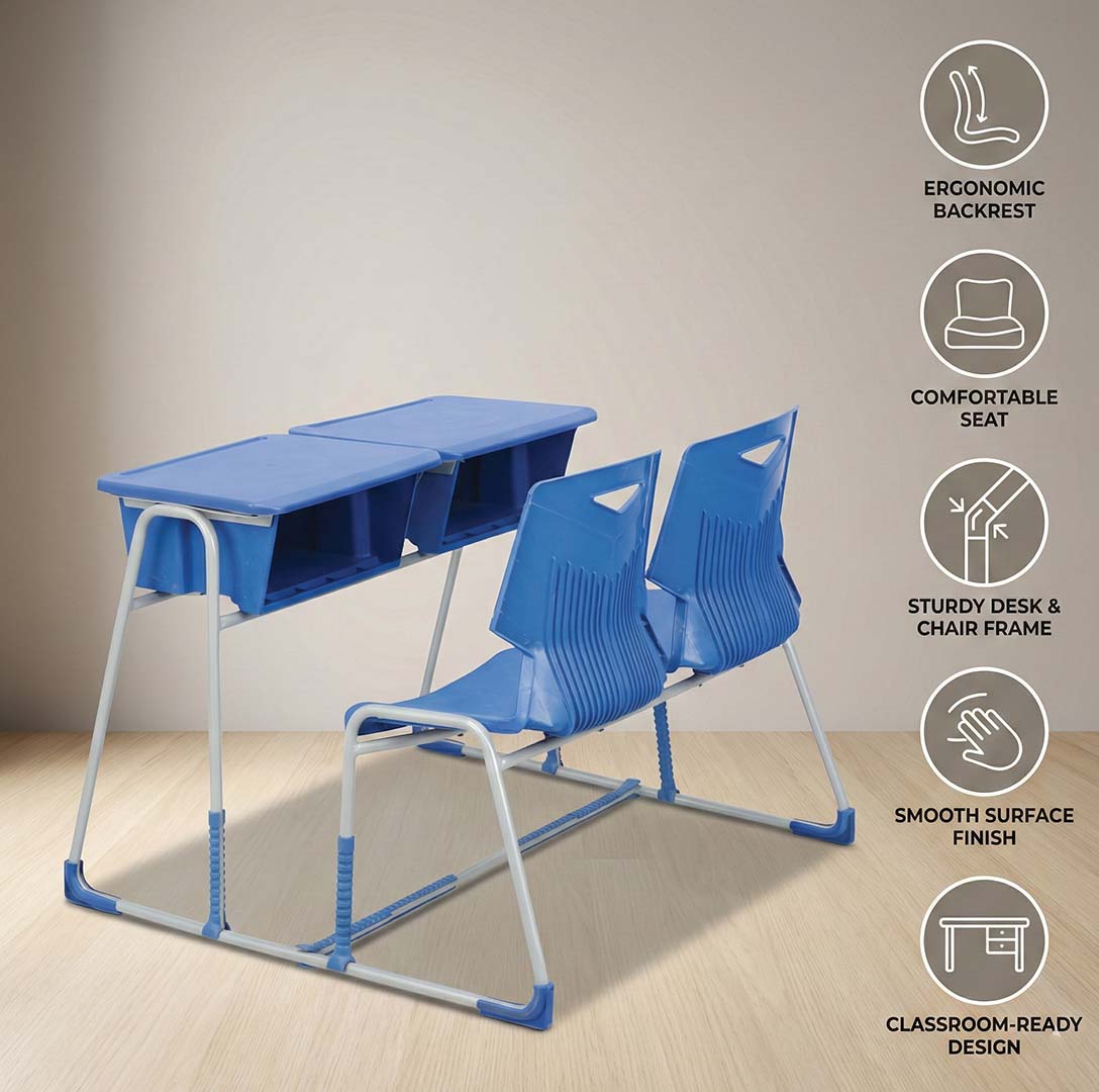 SAAB S-915 Steel Plastic Baby Holo Shell Joint 2-Seater Bench Desk thumbnail 3