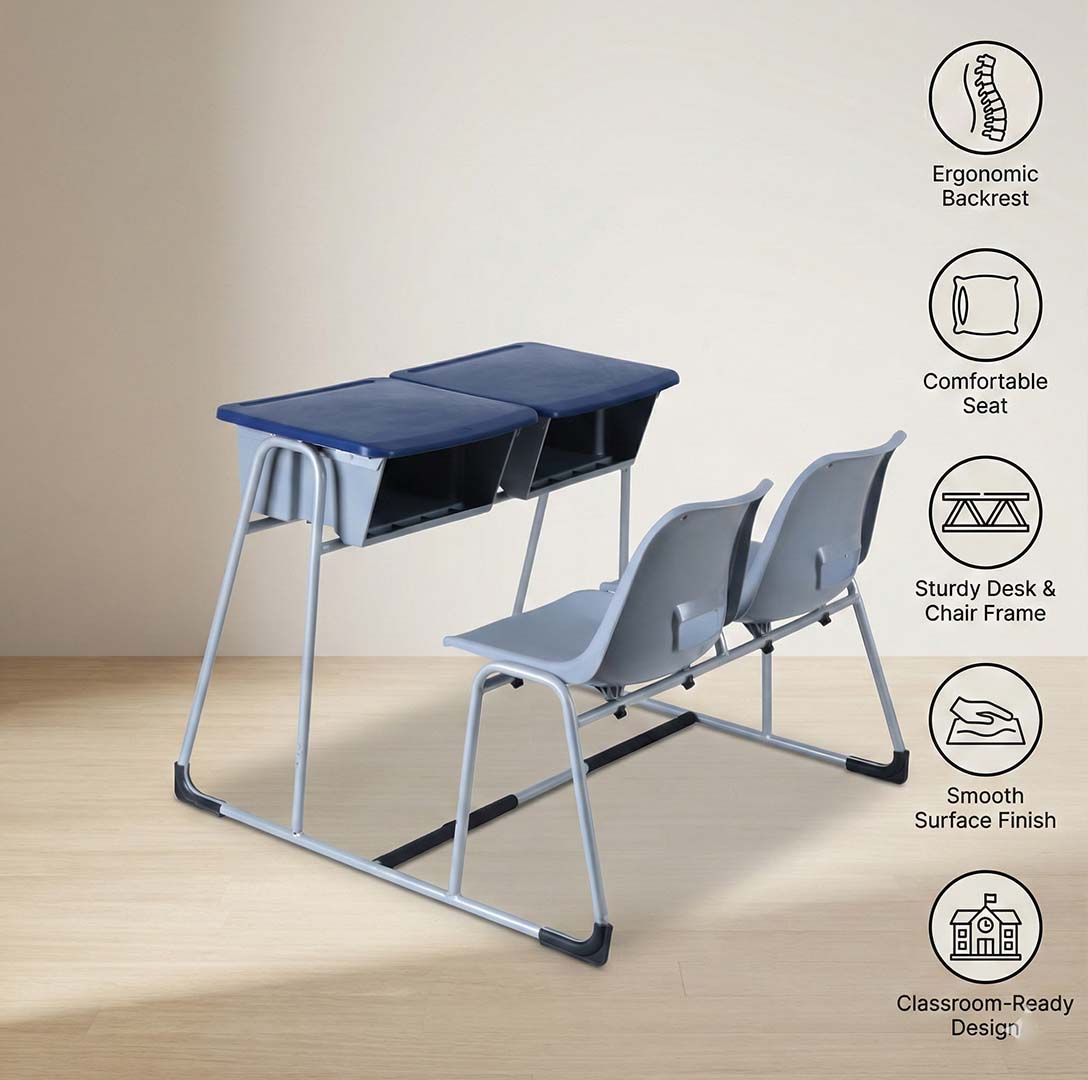 SAAB S-427 Steel Plastic 2 Seater Baby Holo Joint Bench Desk thumbnail 3