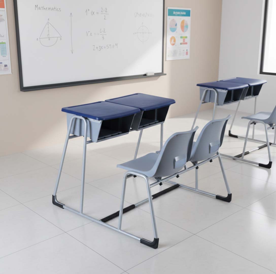SAAB S-427 Steel Plastic 2 Seater Baby Holo Joint Bench Desk thumbnail 4