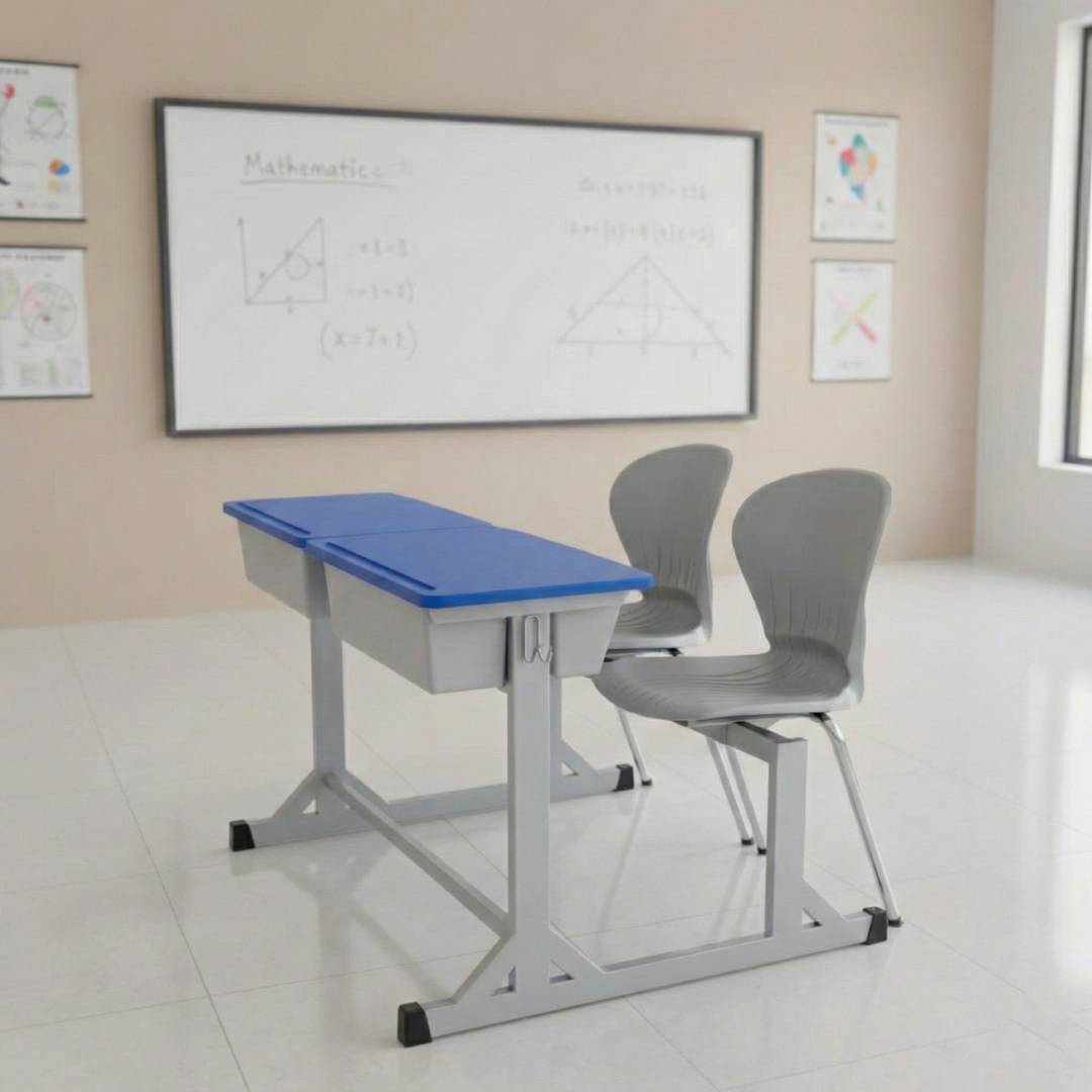 SAAB S-442 Joint Peacock Bench Desk with Plastic Top & Boxes 2-Seate