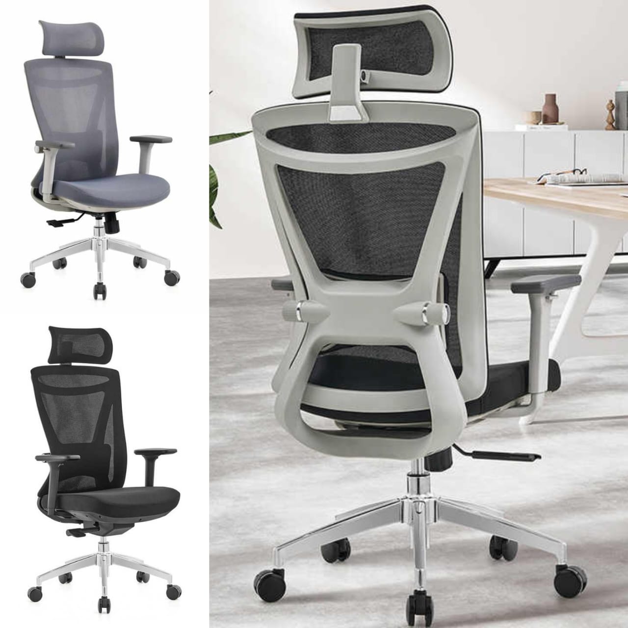RK-B328H – Ergonomic Mesh Office Chair with Headrest thumbnail 3