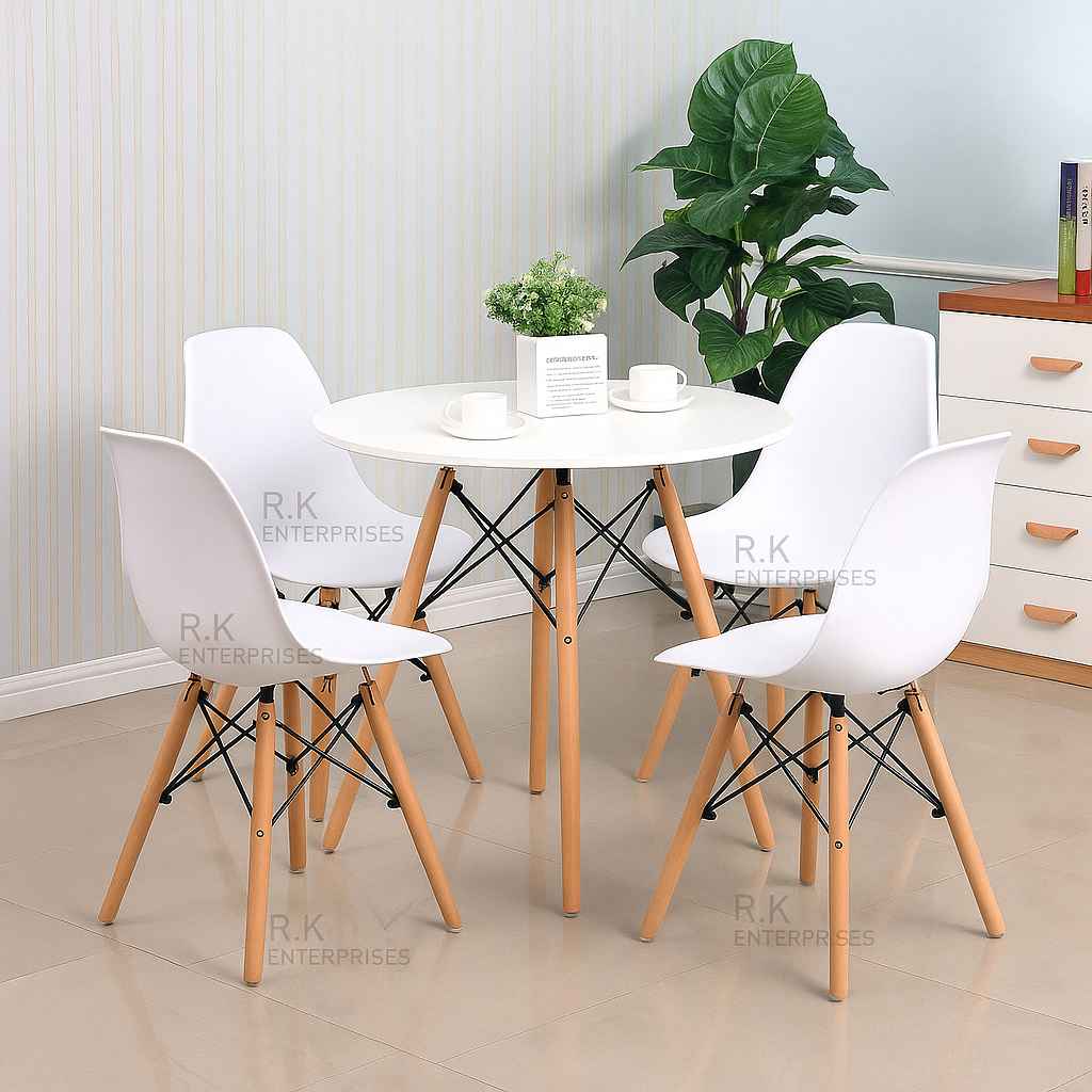 RK Modern Dining Chair – Wooden Legs & Plastic Seat
