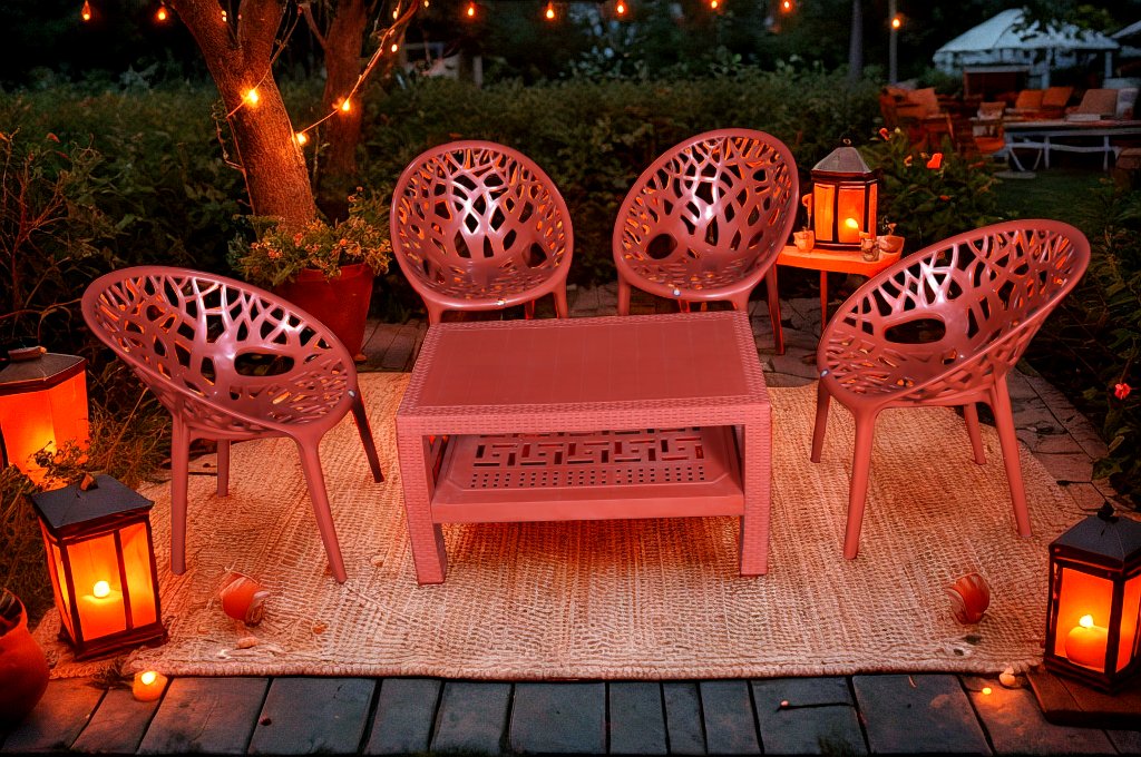 Tree Chair Set with BP-370 Double Shelf Table thumbnail 3