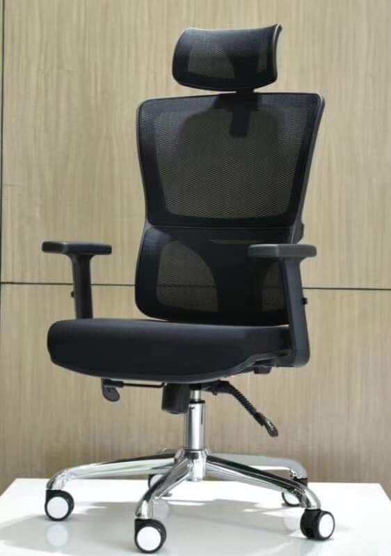 RK-P718 – High Back Mesh Executive Revolving Chair | Adjustable Headrest & Chrome Base  