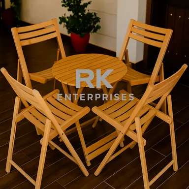 RK Wooden Folding Table & Chair Set – Natural Style & Comfort