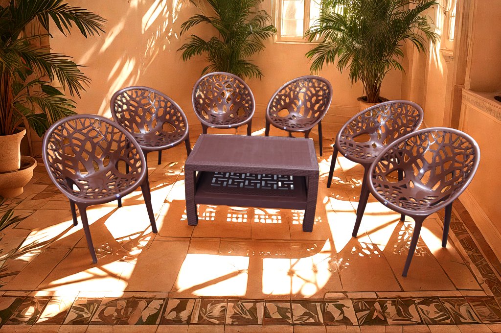 Tree Chair Set with BP-370 Double Shelf Table thumbnail 2