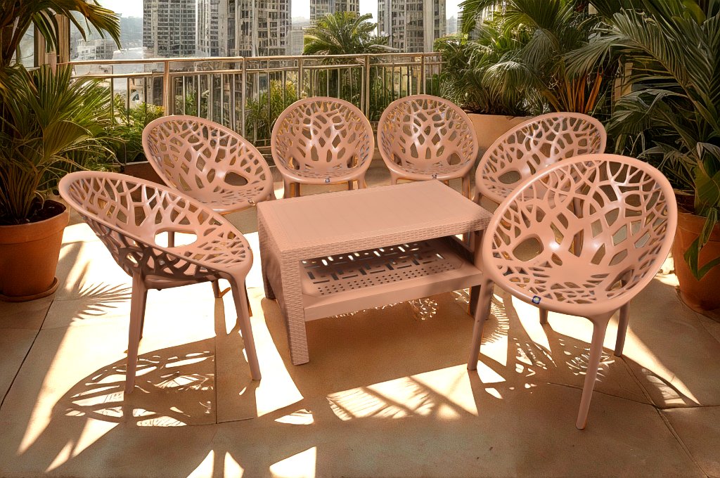 Tree Chair Set with BP-370 Double Shelf Table