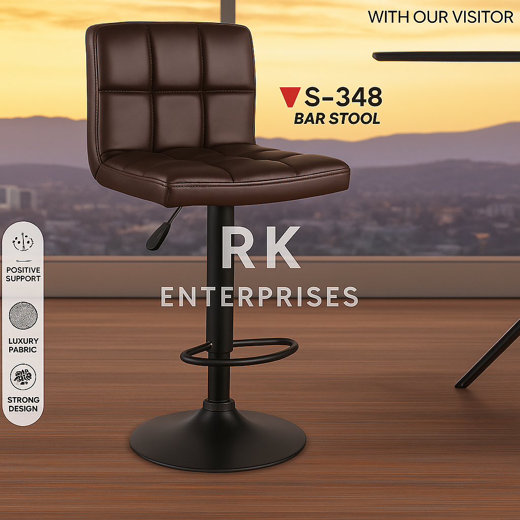 RK-B511C Premium Black Leather Bar Stool