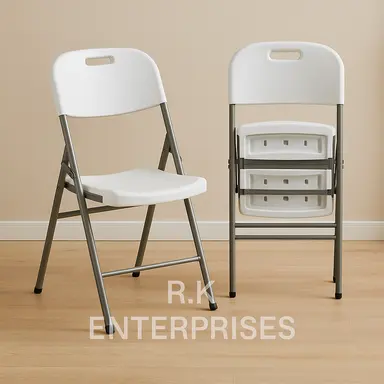 🪑 RK Folding Chair – White Plastic with Metal Frame (Model: RK-FC-02-WHITE)