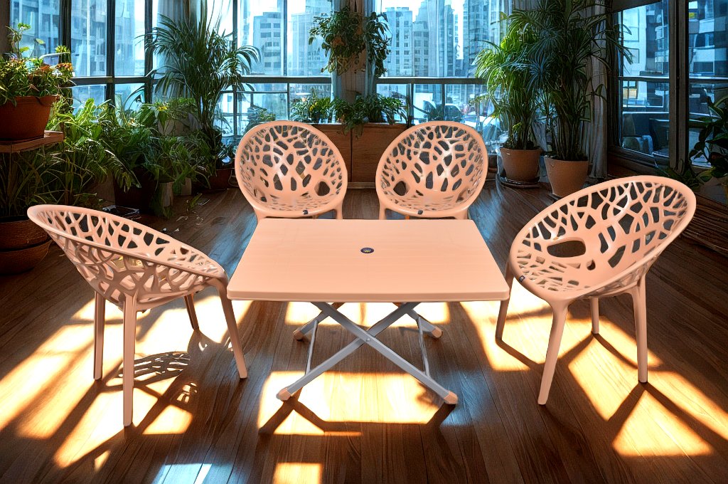 Tree Chair Set with BP-214-S Folding Steel Plastic Table thumbnail 2