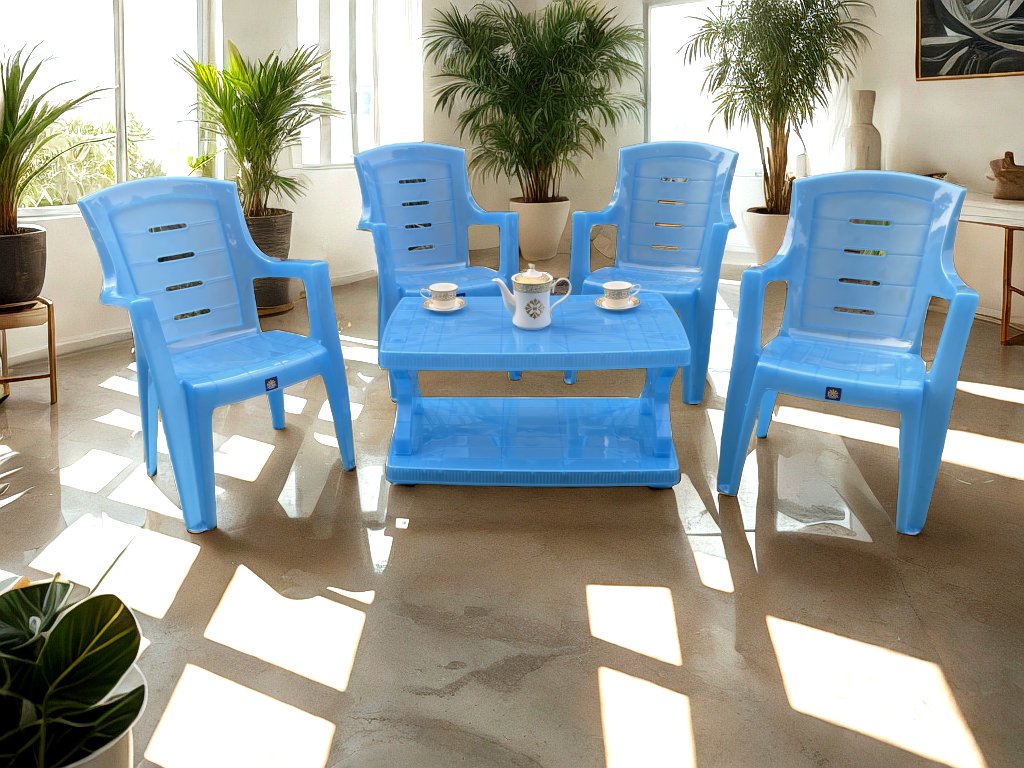 Full Plastic Crystal Elegant Chair Set with BC-335 Crystal Plastic Table