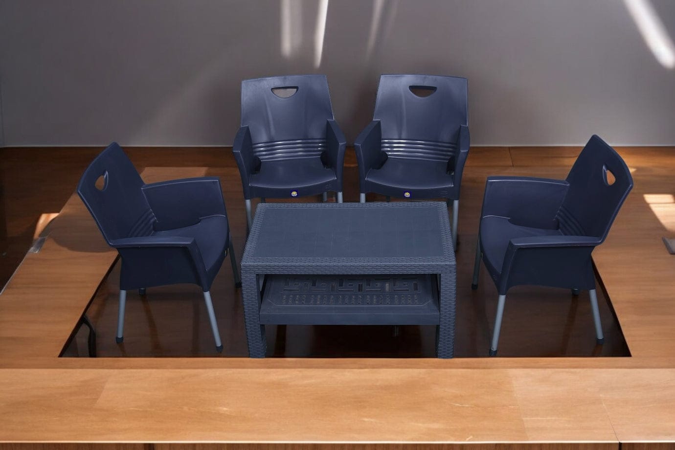 Mega Jhonny Table Set with Rattan Table BP-370 thumbnail 2