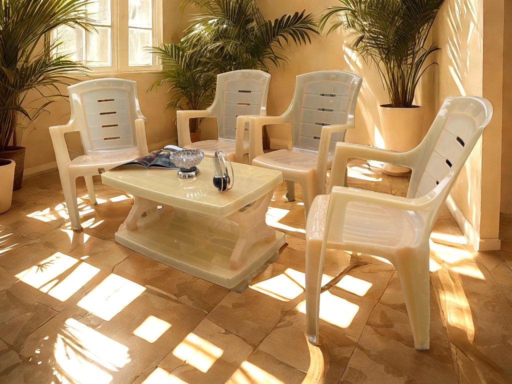 Full Plastic Crystal Elegant Chair Set with BC-335 Crystal Plastic Table thumbnail 2