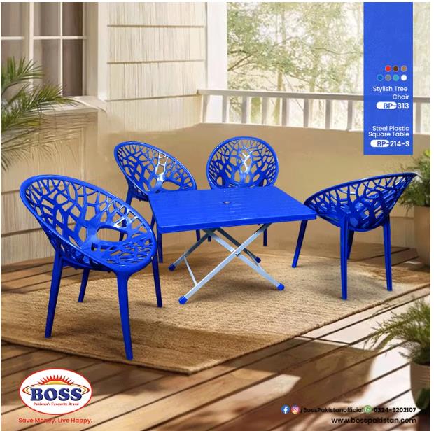 Tree Chair Set with BP-214-S Folding Steel Plastic Table thumbnail 3
